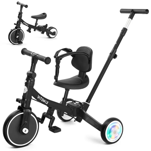 VITONIS Tricycle 5 en 1 pour Enfants de 18 Mois à 3 Ans, avec Roues Clignotantes, Tricycle avec...