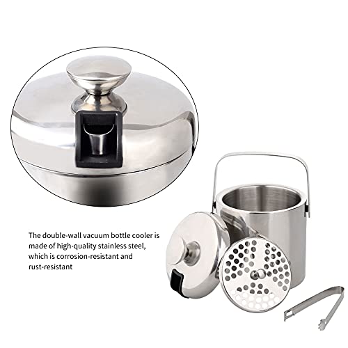Solid Stainless Steel Ice Bucket for Cocktail bar with Strainer Airtight Lid and Tongs - Image 4