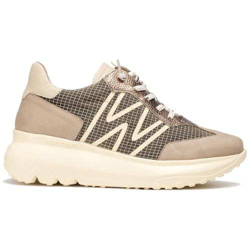 Wonders Para Mujer. A-4001 Zapatillas Ultrafly 01 Taupe (37), Piel, 3 A 5Cm, Cordones, Casual - 2