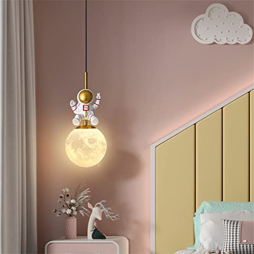 ZRYBH Suspension Astronaute pour Chambre d'enfant Lustre De Plafond LED Saturn Éclairage À Intensité Variable avec Cordon Réglable De 78,7'', Chambre De Garçon, Salle De Jouets Blanc Cover