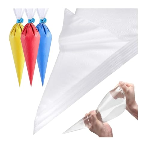 Tezraftaar® 400 x Icing Bags Disposable 21" Clear Non Sticky Cake Pastry Decorating Piping Bags for Cookies Muffins Brownies