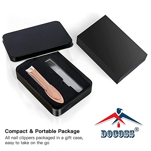 Image of DOCOSS Stainless Steel Professional Nail Cutter Kit,Nail Cutter With Catcher & Filer Kit Set for Women (Rose Gold)
