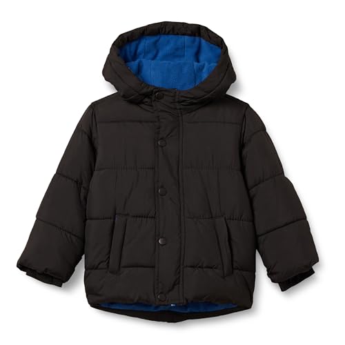 Amazon Essentials Boys' Heavyweight Hooded Puffer Jacket, Black, Large