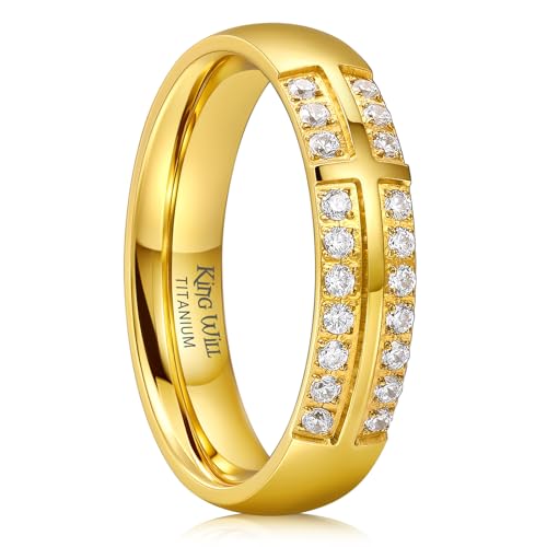 Alliance en titane et or bague polie de 5 mm de luxe avec zircone