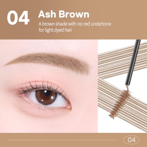 Image of PERIPERA Speedy Skinny Brow Mascara (04 ASH BROWN), Tinted Eyebrow Mascara with Slim Precision Brush, Clump-Free Natural Brows, K Beauty, Korean Makeup