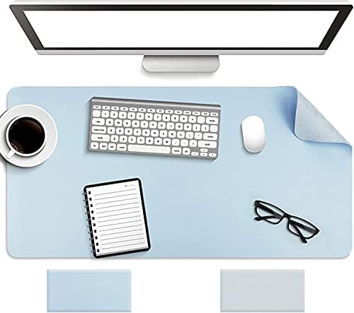 YSAGi Non-Slip Desk Pad, Waterproof PVC Leather Desk Table Protector, Ultra Thin Large Mouse Pad, Easy Clean Laptop Desk Writing Mat for Office Work/Home/Decor (60 x 35 cm, Light Green)