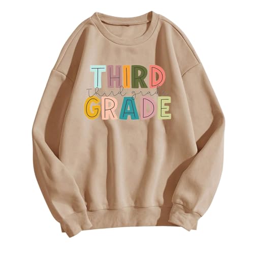 Camisetas de profesor para mujer, camisa para el primer día de escuela, traje de profesor para el regreso a la escuela, vacaciones, aniversario, camisetas gráficas vestidos de punto baratos, caqui, L