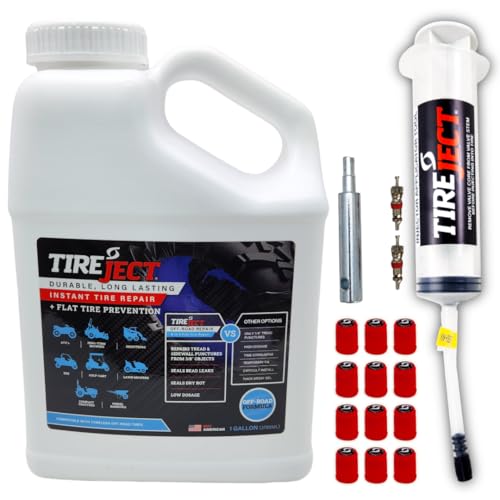 Image of TireJect 5-in-1 Off-Road Tire Sealant - Gallon Kit to Repair and Prevent Flat Tires (applicate up to 16 ATV Tires, Large Tractors, Farm Equipment & More!)