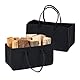 Relaxdays Kaminholztasche aus Filz, 2er Set, 28 l Volumen, XXL Filztasche, für Kaminholz, tragbarer Holzkorb, schwarz