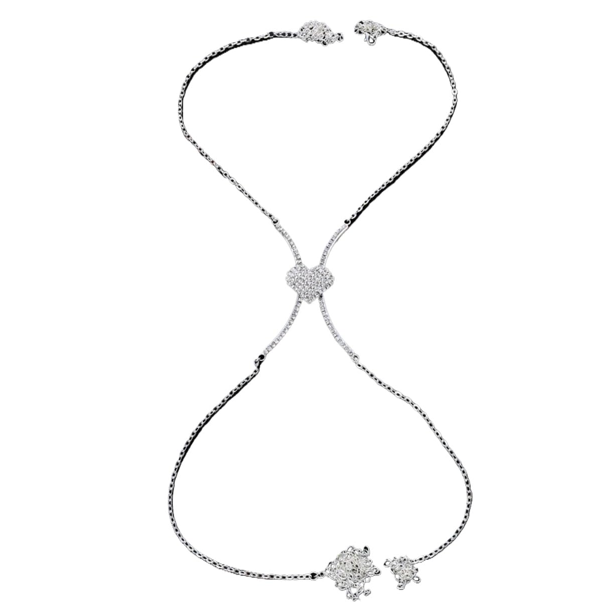 Rhinestone Chest Bracket Chain Trendy Crystal Bra Chain Sexy Bikini Beach Bra Body Chain Jewelry for Women (Silver)