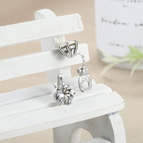 Sllaiss 925 Sterling Silver Non Piercing Clip on Earrings Dainty Round Crystal Clip on Earrings for Women Minimalist White Gold Plated Jewellery Fake Clip on Earring