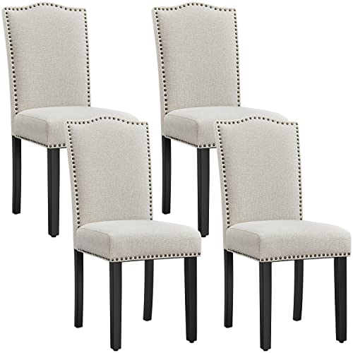 Yaheetech Set 4 Sedie da Pranzo Imbottite Beige