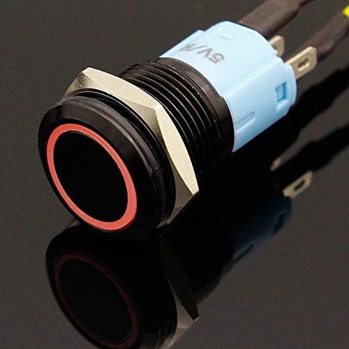 Interruptor pulsador metálico de 16mm con bloqueo y switch socket de 24V 3