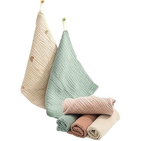 Veluyao 5 Pack Luxury Muslin Squares | Baby Washcloths Muslin Squares Baby Face Towel and Washcloths for Bath, Soft Baby Muslin Cloths, Bibs for Girls & Boys Cover