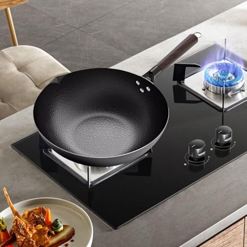 Wok de hierro 12.60 pulgadas con mango de madera miniatura 2