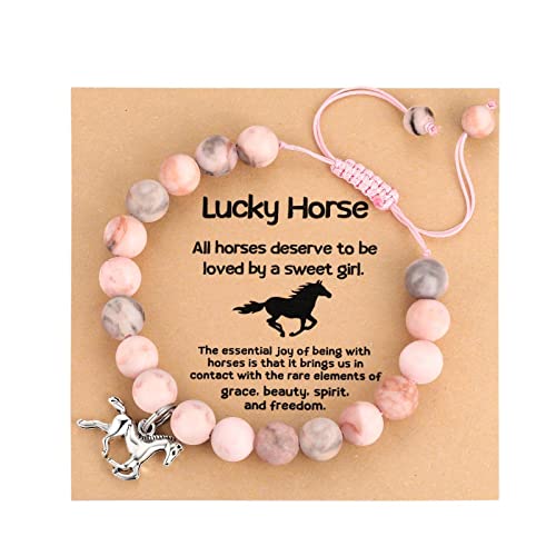 MIXJOY Pink Natural Stone Braided Bead Bracelet for Teen Granddaughter Daughter Niece, Jewelry Gifts for Birthday Cute Stuff Trendy Things2