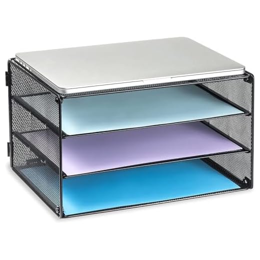 DALTACK 3 Tier Letter Tray Paper Organizer Mesh Metal Desk File Organizer for Home & Office, Black