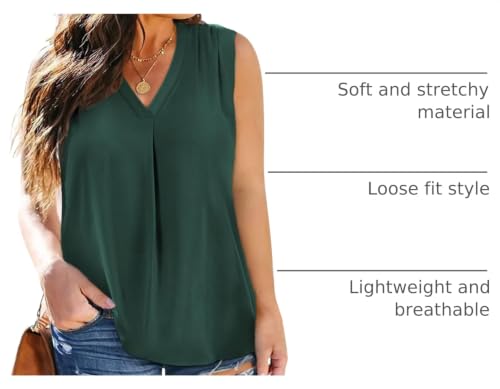 Image of Eytino Womens Plus Size Tank Tops Summer Sleeveless V Neck Casual Loose Chiffon Blouse Office Work Shirts(1X-5X)