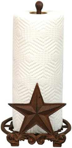BLACK FOREST DECOR Cast Iron Star Paper Towel Holder, 7 3/4" W x 7 1/4" D x 12 1/2" H