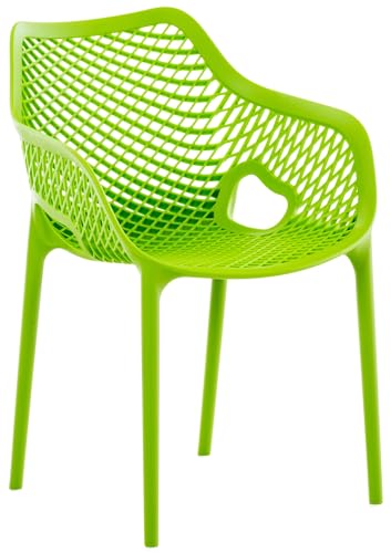 CLP Gartenstuhl/Terrassenstuhl, wetterfest, stapelbar, modernes Design, Kunststoff, Armlehnen, Rückenlehne Nicht verstellbar, Air XL, Farbe:grün