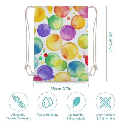 Drawstring Bag Backpack Watercolor Rainbow Circle Sackpack Foldable String Bags Sports Gym Bag for Shopping Yoga2