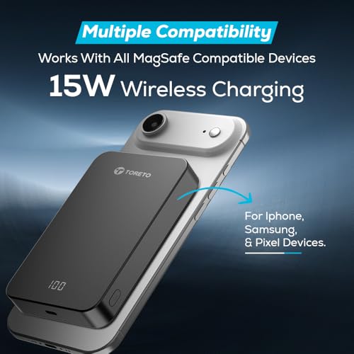 Image of Toreto Magzy 10000mAh MagSafe Magnetic Power Bank with LED Digital Display