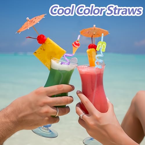 24 pitillos de plástico reutilizables con brillo para fiesta miniatura 6