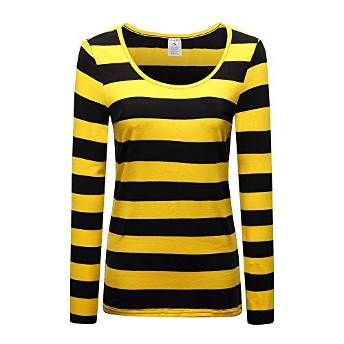 OThread & Co. Women's Long Sleeve Striped T-Shirt Scoop Neck Tee