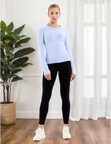Image of MathCat Seamless Workout Shirts for Women Long Sleeve Yoga Tops Sports Running Shirt Breathable Athletic Top Slim Fit XS-XL