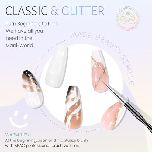 Set de esmaltes gel sólido 6g 2 colores blanco y glitter miniatura 5