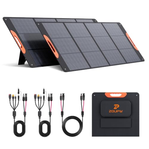 Image of ZOUPW 320W (2x160W) N-Type 16BB Portable Solar Panel,25% High Efficiency Foldable Solar Charger for Jackery 1000 V2 /Anker Solix /Ecoflow /Bluetti,IP67 Waterproof for RV Camping Emergency Power Supply