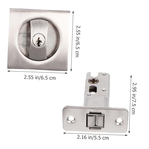 Cerrojo para puerta de bolsillo con llave, herraje metálico de aleación de zinc, cerradura invisible para dormitorios, baños y oficinas, acabado cepillado, fácil instalación DIY miniatura 2