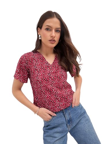 Image of SheWill Women's Embroidered Cotton Blend Ethnic & Western Top