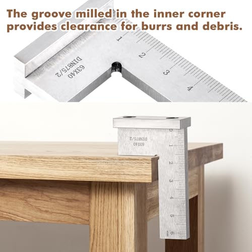 Fentar Schlosserwinkel, Präzise 90° Anschlagwinkel aus Massivem Kohlenstoffstahl, Klein Zimmermannswinkel, Schlosserwinkel mit Anschla, DIN875 Präzisionswinkel für Holzbearbeitung Modellbau (63x40mm)