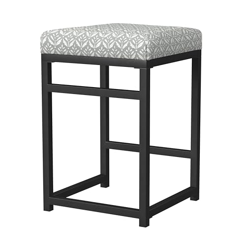Image of HomePop Metal Frame Counter Stool, 24-Inch, Light Gray Print