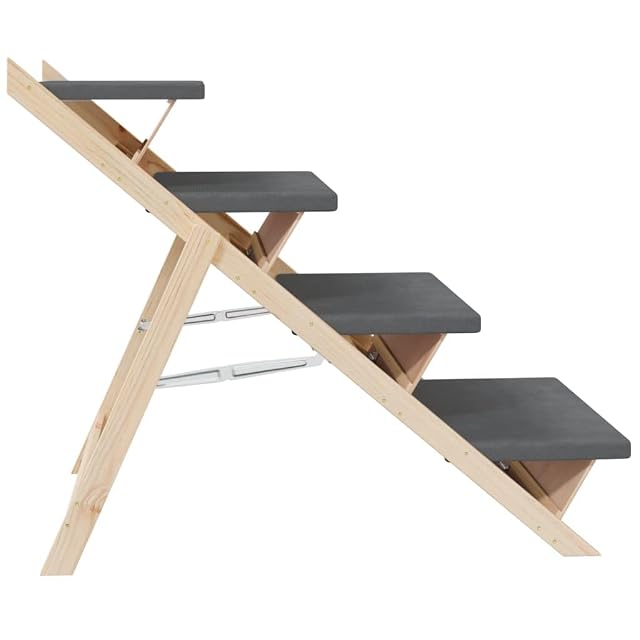 Foto 6 de 7 de vidaXL Escalera para Perros Madera Maciza de Abeto Gris 105x47 cm