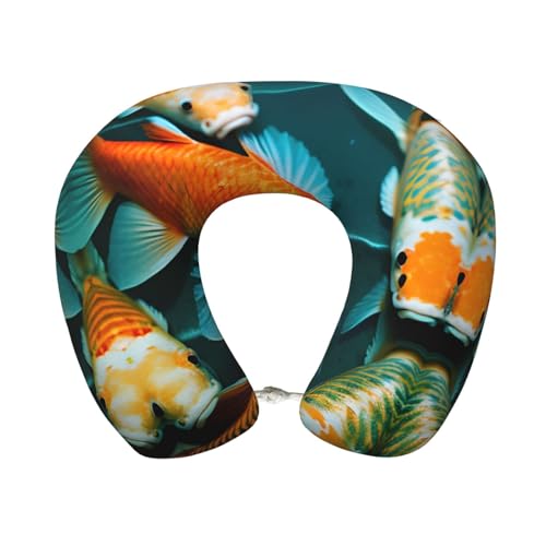 Almohada de viaje con diseño de pez Koi y espuma viscoelástica