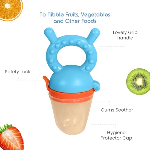 Image of Baby Skin Care Powder Talcum Puff Case Cum Container Box With Fruit Feeder Nibbler Teether For Babies /Kids /Toddler /New Born BPA Free (PATTERN 50)