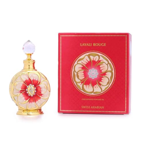 Swiss Arabian Layali Rouge - Luxury Products From Dubai - Long Lasting Personal Perfume Oil Fragrance - A Seductive Signature Aroma - 0.5 Oz