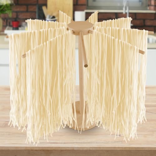 WANDGU Essiccatore per pasta in legno: asciugabasta pieghevole in legno con 9 bracci rimovibili fino a 4,5 kg, versatile e riutilizzabile, supporto per pasta fatta in casa