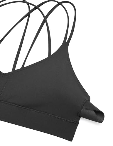 Image of CRZ YOGA Butterluxe V Neck Strappy Sports Bras | Light Support, Removable Pads, Yoga, Extremely Soft, Criss Cross Back, Spaghetti Straps, for Women