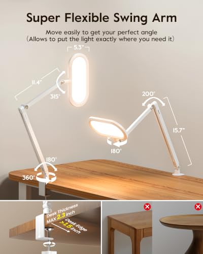Image of LitONES LED Desk Lamp with Clamp and Stepless Remote, Dual-Sided Soft Light
