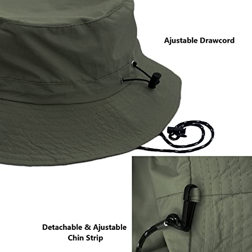Image of woogwin Waterproof Bucket Rain Hat with Chin Strap Quick Dry Packable Boonie Sun Hat Safari Hat UV Protection