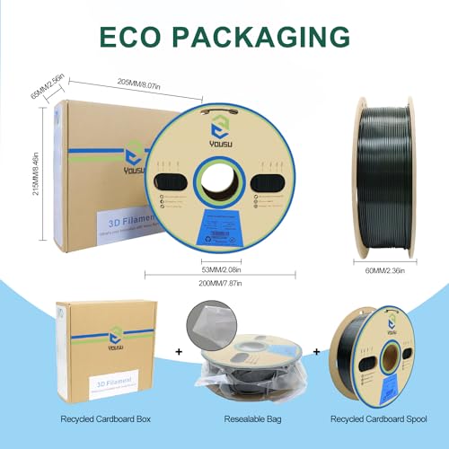 Image of YOUSU PLA Filament 1.75mm, 3D Printer Filament Silk Black Green Color Changing Filament 3D Printing Gradient Filament 1.75 + /-0.02mm, 1kg.