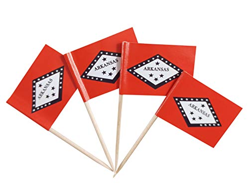 JBCD Arkansas - Banderas pequeñas para cupcakes de Arkansas (100 unidades)