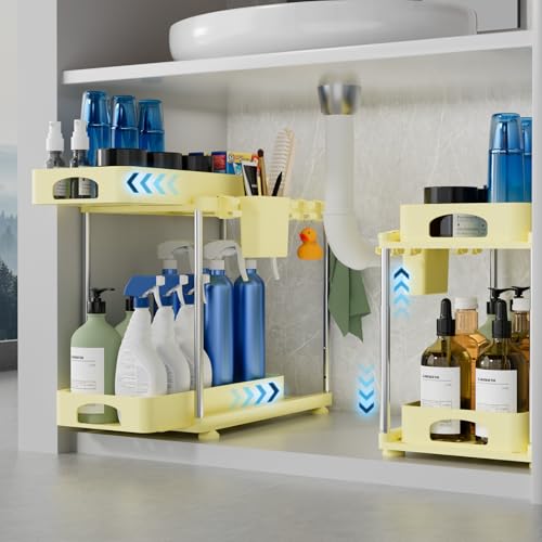 VERIFOST 2 Pack Under Sink Organizers and Storage, Height Adjustable