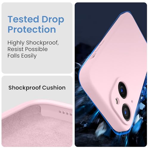 Image of FireNova Designed for iPhone 14 Case, Silicone Upgraded [Camera Protection] Phone Case, Soft Anti-Scratch Microfiber Lining Inside, 6.1 inch, Chalk Pink