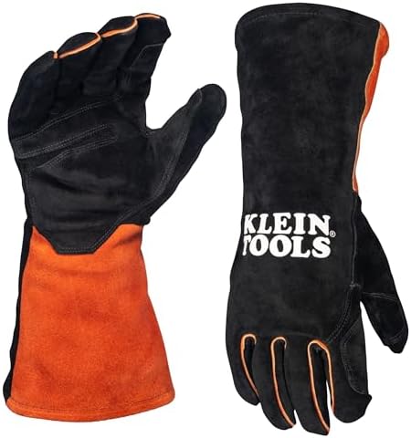KLEIN TOOLS MIG Welding Gloves, Split Cowhide Leather, Flame-Resi...