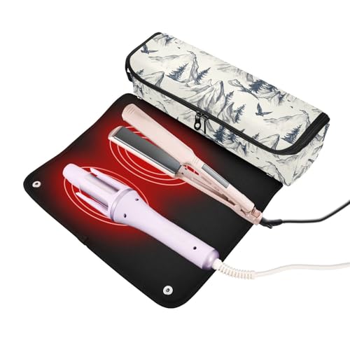 Bolso organizador de viaje CWUPZAY para herramientas de cabello resistente al calor con estampado de pinos marmoleados miniatura 2