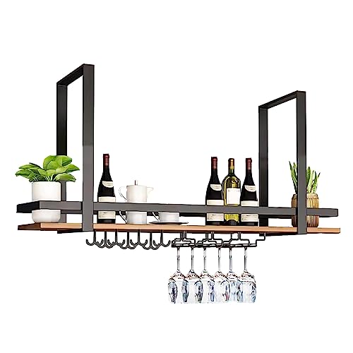 Porte-bouteilles à vin suspendu pour créer un coin bar chaleureux dans votre cuisine